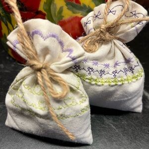 Hand Crafted Muslin Decorative Stitch Gift Pouches